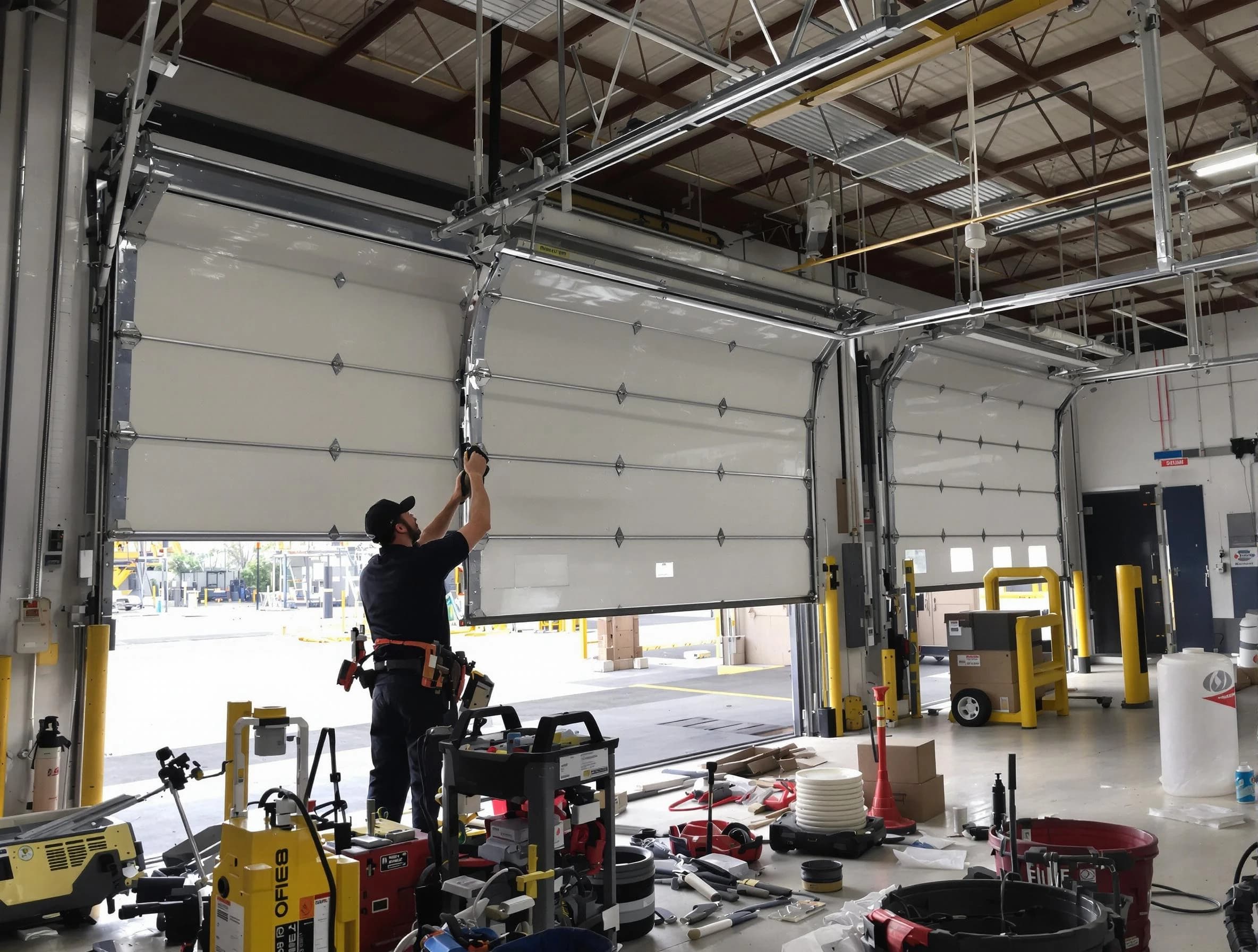Fayetteville Garage Door Repair technician performing commercial garage door repair in Fayetteville