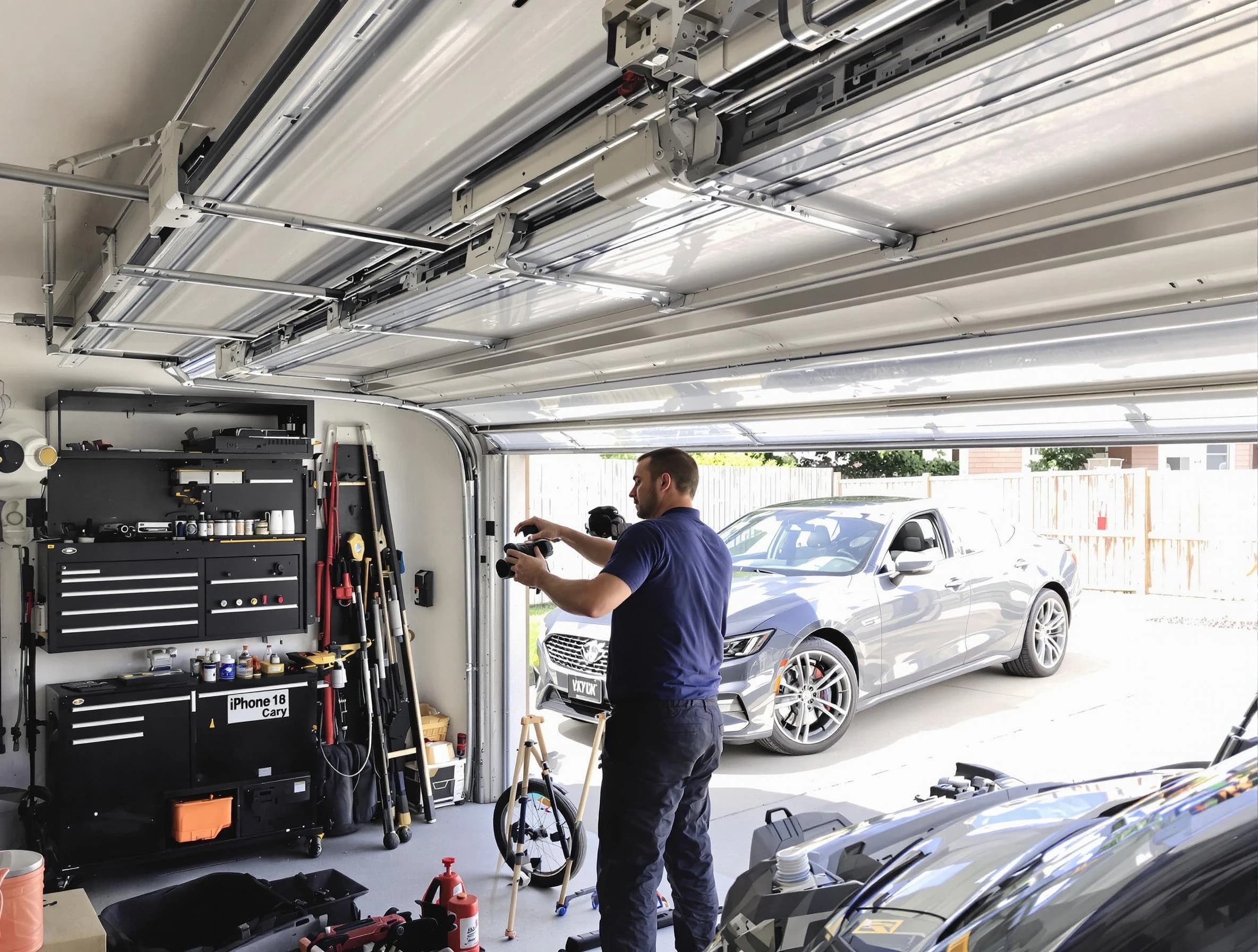 Fayetteville Garage Door Repair technician fixing noisy garage door in Fayetteville