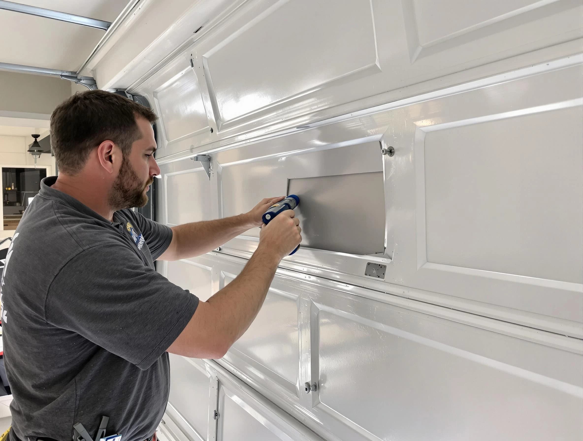 Garage door panel repair by Fayetteville Garage Door Repair in Fayetteville