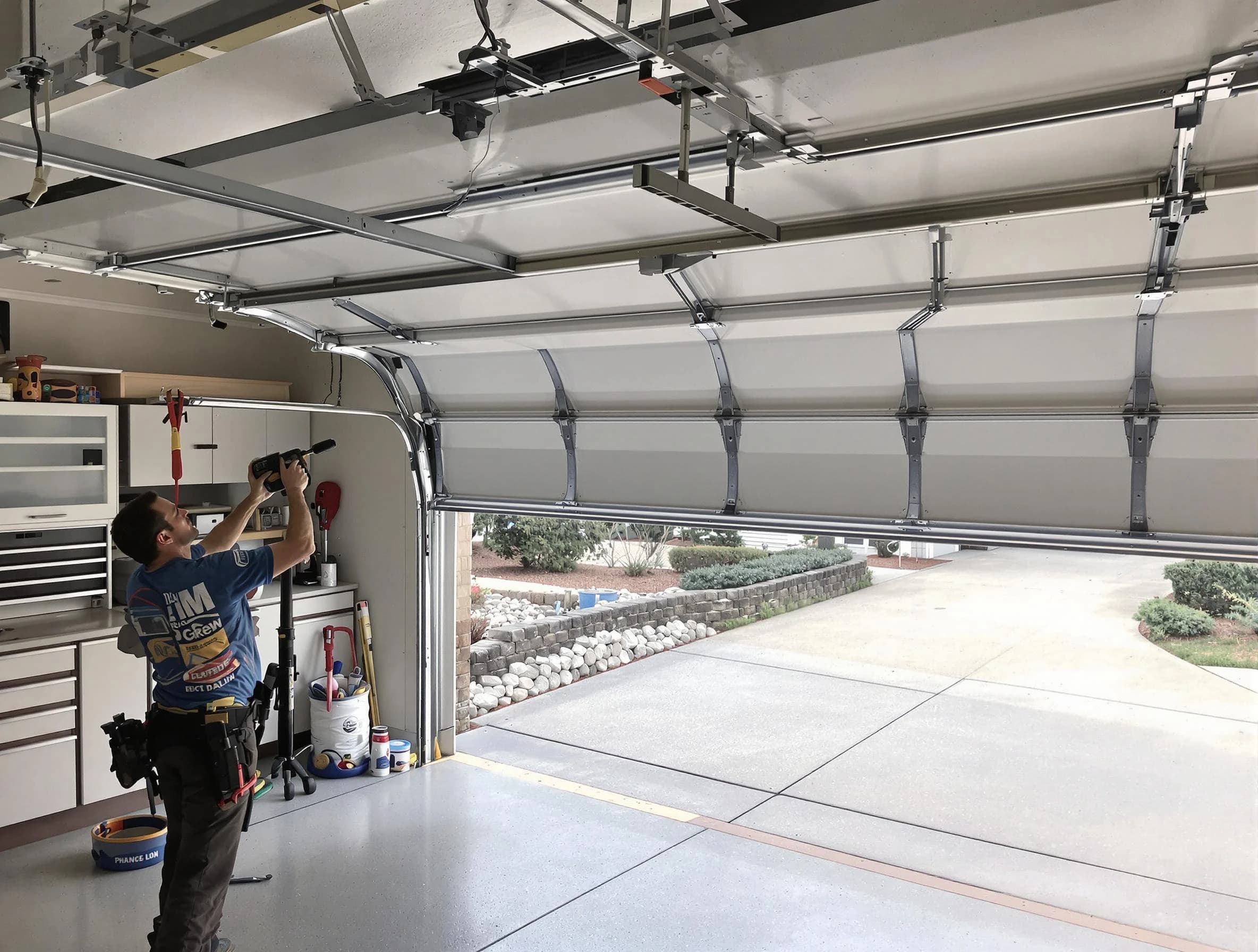 Garage door track repair service by Fayetteville Garage Door Repair in Fayetteville