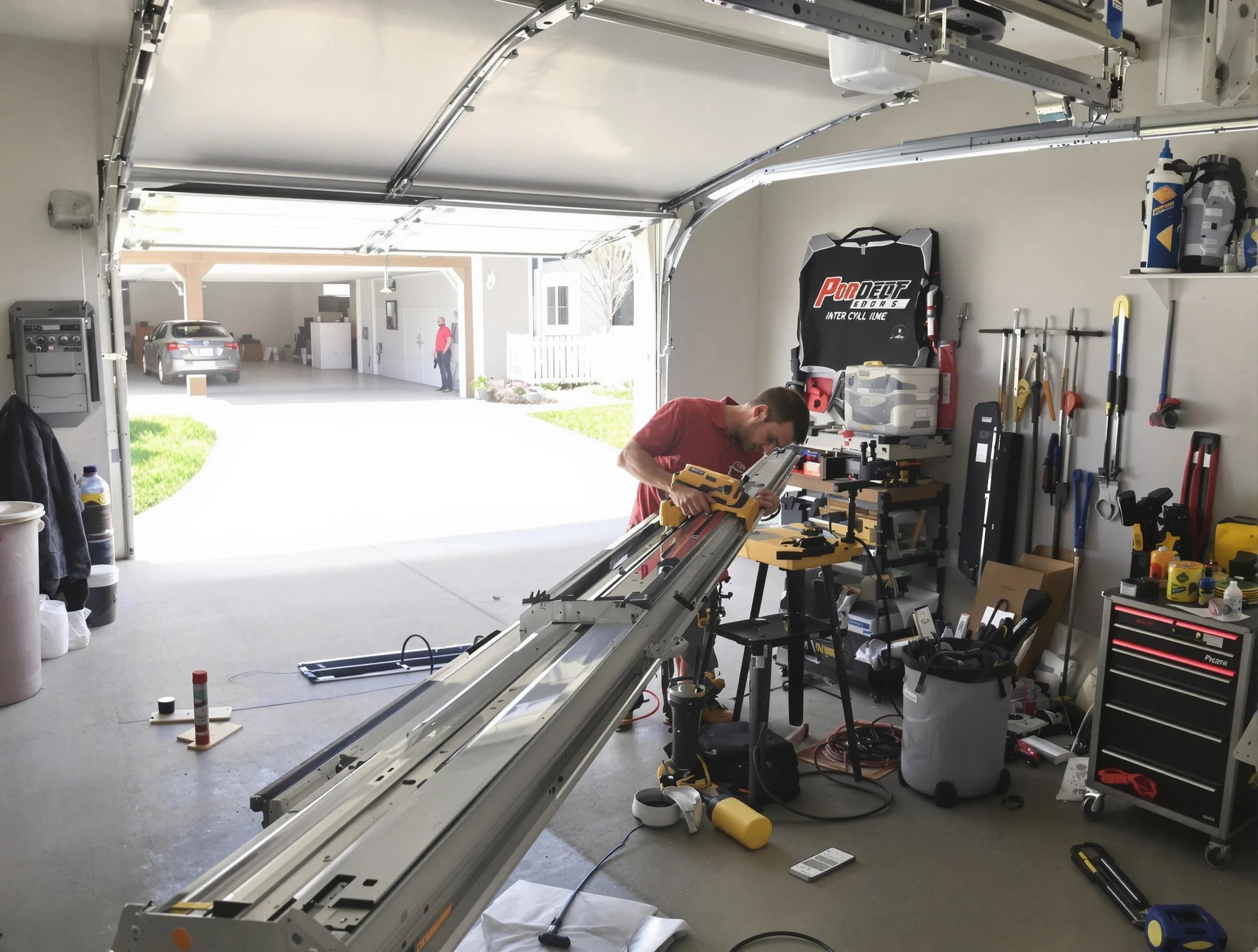 Fayetteville Garage Door Repair expert performing track repair in Fayetteville