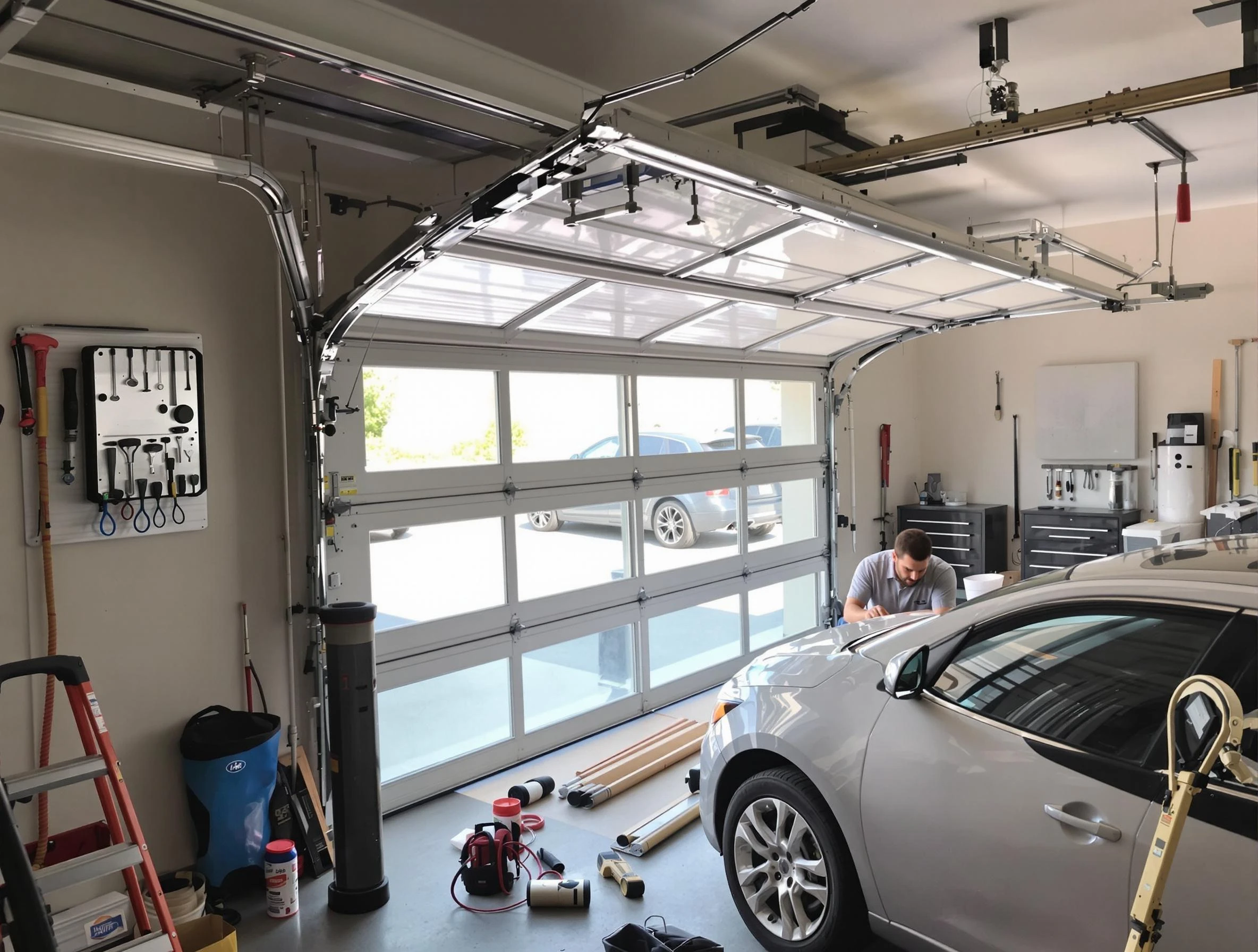 Garage door noise reduction service by Fayetteville Garage Door Repair in Fayetteville