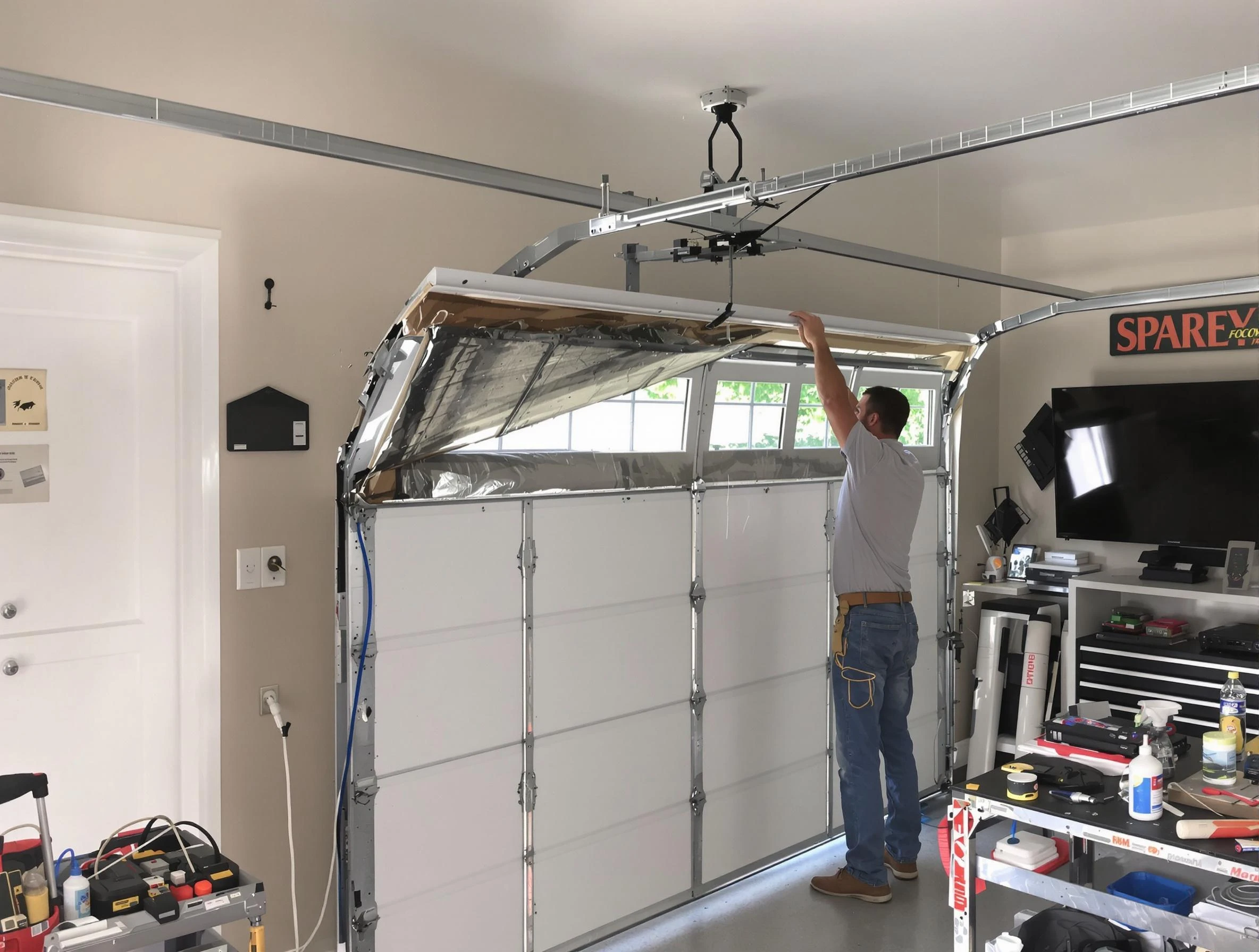 Garage door section replacement by Fayetteville Garage Door Repair in Fayetteville