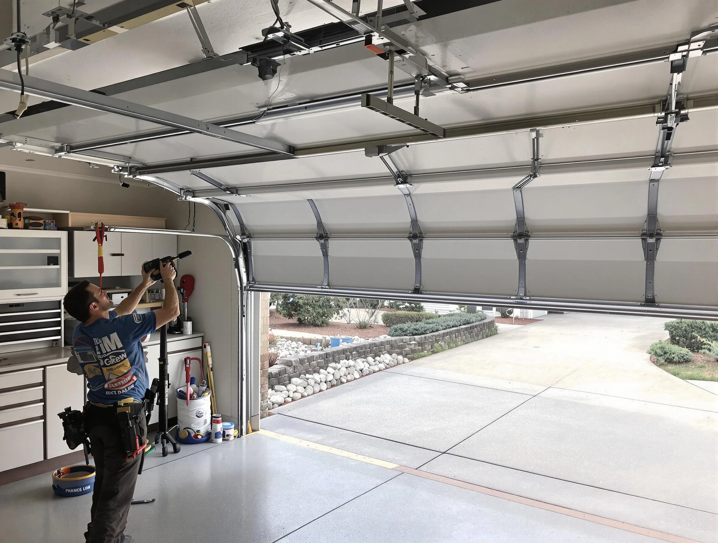 Garage door track repair service by Fayetteville Garage Door Repair in Fayetteville